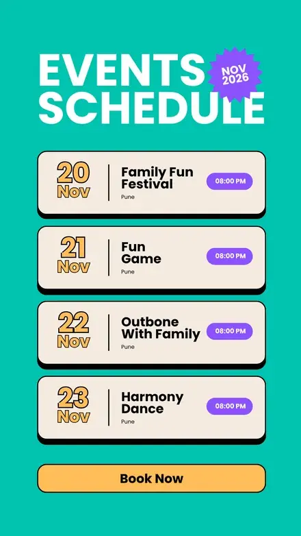 An events-schedule web story listing four upcoming community events