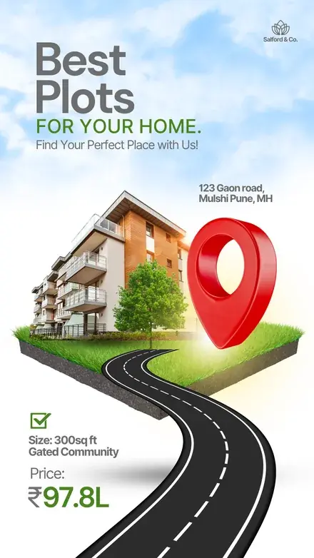 A real-estate web story for Salford & Co., “Best Plots for Your Home”