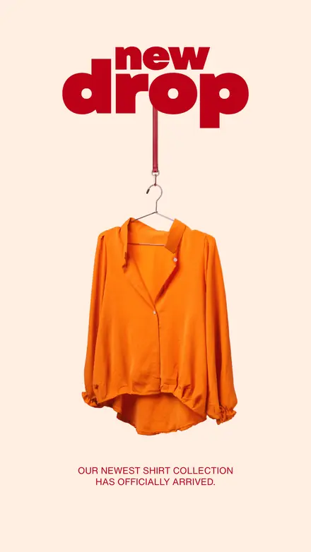 A fashion web story announcing a new shirt collection, “New Drop”
